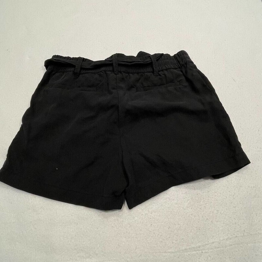 Sundance Melina Belted Paperbag Waist Short 8 Black Tencel Zipper-Pocket Pull On - Picture 5 of 10